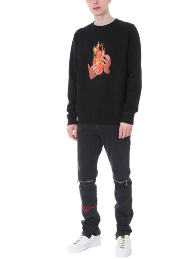 Shop Off-white Diag Fire Black Cotton Sweatshirt