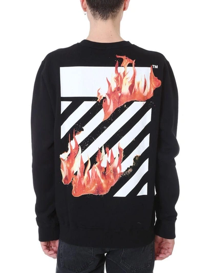 fusionere evne undskyldning Off-white Diagonal Stripe And Fire Pullover In Black | ModeSens
