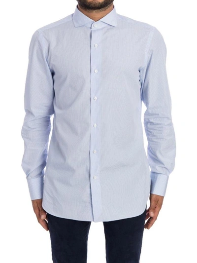 Shop Finamore Cotton Shirt In Heavenly