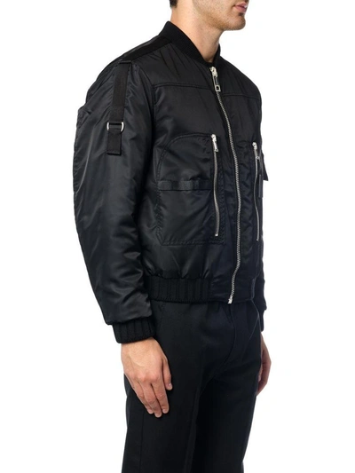Shop Les Hommes Bomber Zipped Jacket In Black