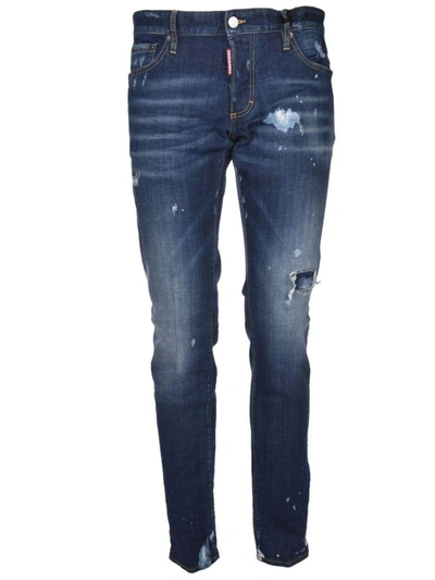 Shop Dsquared2 Distressed Skinny Jeans In Blu Medio