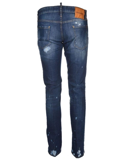 Shop Dsquared2 Distressed Skinny Jeans In Blu Medio