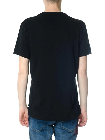 Shop Philipp Plein Black Say Something T-shirt With Stylized Skull In Black-white