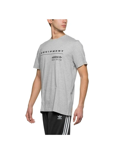 Shop Adidas Originals Eqt Logo Tee In Grey