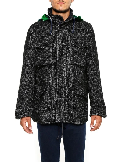 Shop Sacai Herringbone Jacket In Black/off White|nero