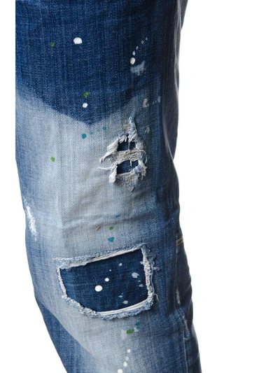 Shop Dsquared2 Distressed Cotton Denim Jeans In Blu-denim