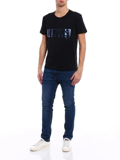 Shop Valentino Always Lettering T-shirt In 0no Black-stone