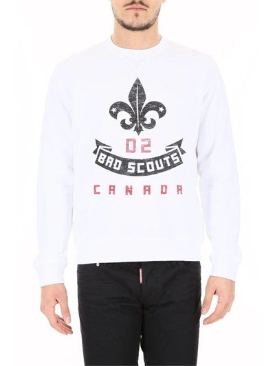 Shop Dsquared2 Printed Sweatshirt In Biancobianco
