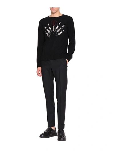 Shop Valentino Love Blades Cashmere Sweater In Nero