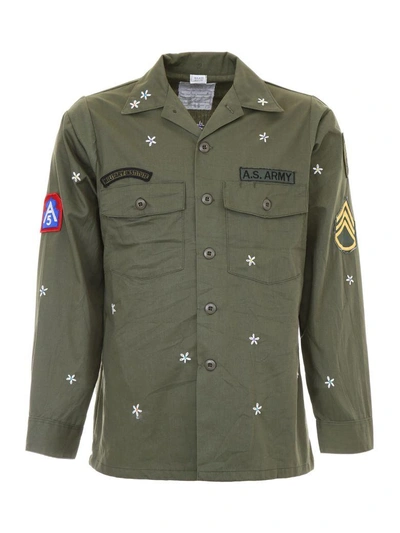 Shop As65 Army Jacket With Embroidery In Army Green (green)