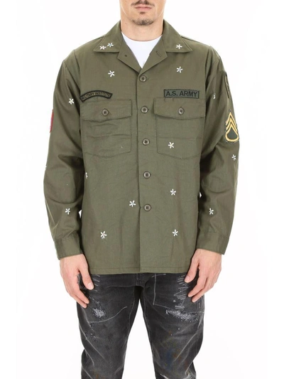 Shop As65 Army Jacket With Embroidery In Army Green (green)