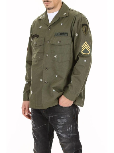 Shop As65 Army Jacket With Embroidery In Army Green (green)