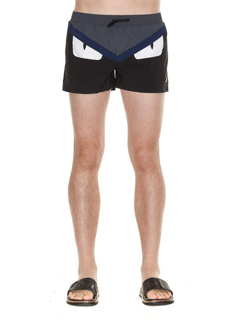 Fendi Monster Eyes Nylon Swim Shorts In 