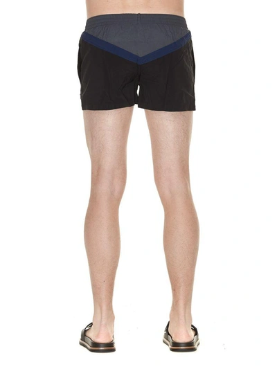 Shop Fendi Bugs Swim Shorts In Black+sand+navy+steel