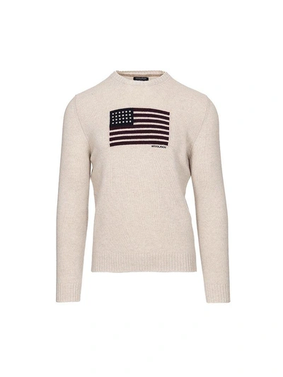 Shop Woolrich Flag Sweater In Panna