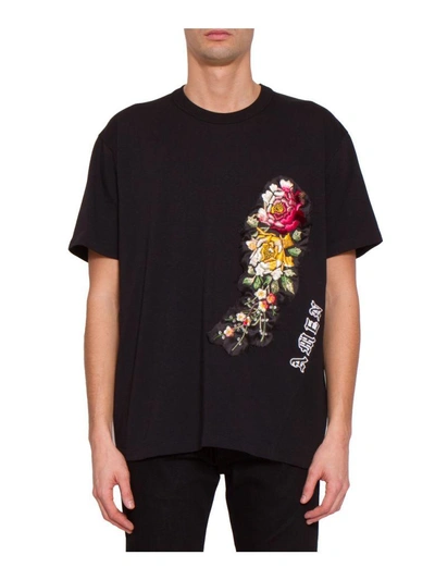 Shop Amen Embroidered Cotton T-shirt In Nero