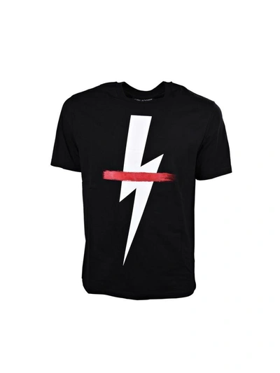 Shop Neil Barrett Lightning Bolt Printed T-shirt In Black
