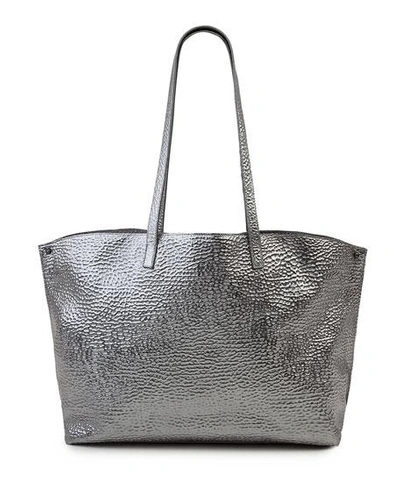 Shop Akris Ai Medium Hammered Shoulder Bag In Pewter