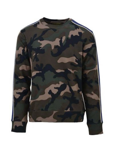 Shop Valentino Striped Camouflage Sweatshirt In Army