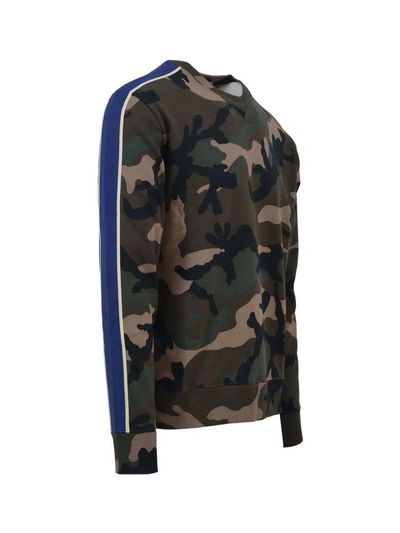 Shop Valentino Striped Camouflage Sweatshirt In Army