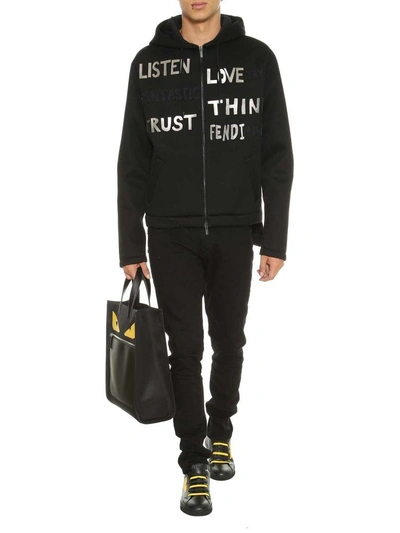 Shop Fendi Sweatshirt With Writings In Nero