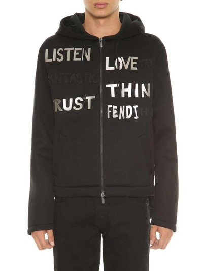 Shop Fendi Sweatshirt With Writings In Nero