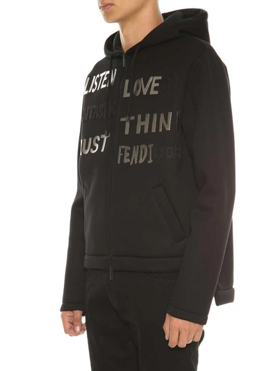 Shop Fendi Sweatshirt With Writings In Nero