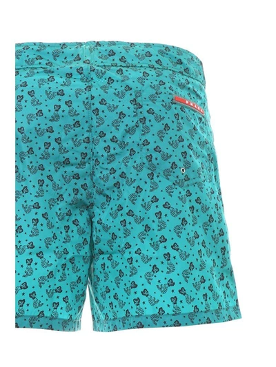 Shop Prada Tropical Nylon Swim Shorts In Smeraldo+n (green)
