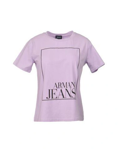 Shop Armani Jeans T-shirt In Lilac