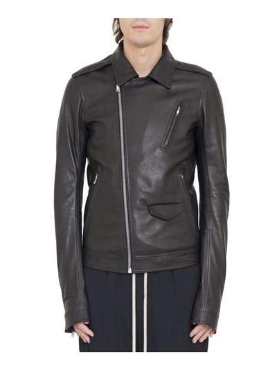 Shop Rick Owens Stooges Leather Jacket In Nero