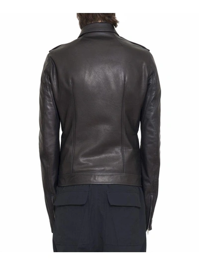 Shop Rick Owens Stooges Leather Jacket In Nero