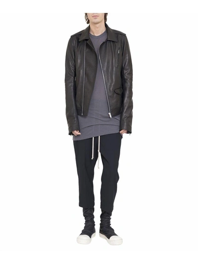 Shop Rick Owens Stooges Leather Jacket In Nero