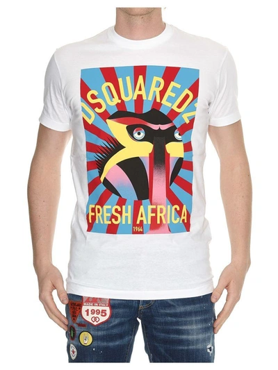 Shop Dsquared2 Africa Print T-shirt In White