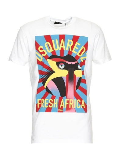Shop Dsquared2 Africa Print T-shirt In White