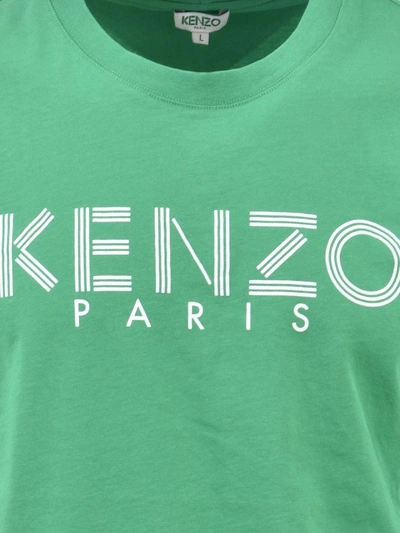 Shop Kenzo Logoed T-shirt Green In Emerald