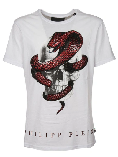 Shop Philipp Plein Snake T-shirt In White Red