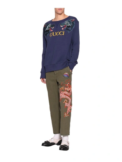 Shop Gucci Cotton Sweatshirt In Blu