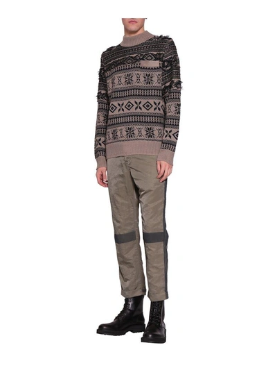 Shop Sacai Linen And Jacquard Cotton Sweater In Beige