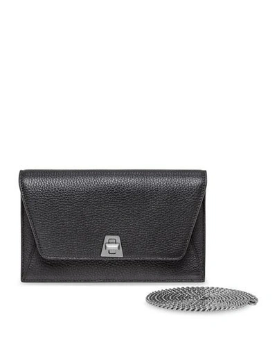 Shop Akris Anouk Cervo Leather Clutch Bag W/chain In Black