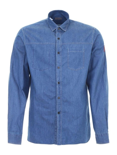 Shop Lanvin Denim Shirt In Navy Blue (blue)