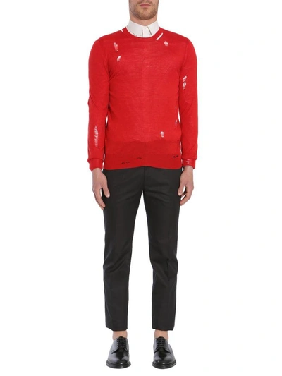 Shop Alexander Mcqueen Round Collar Sweater In Rosso