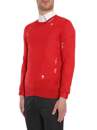 Shop Alexander Mcqueen Round Collar Sweater In Rosso