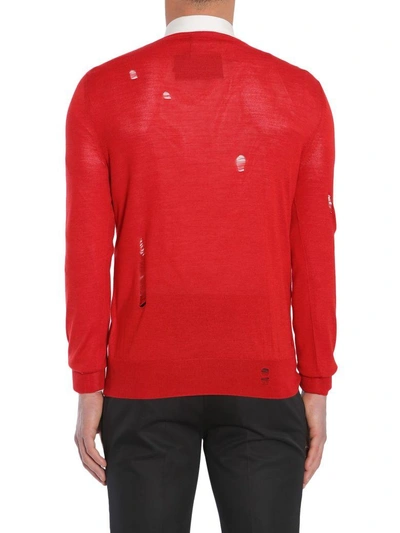 Shop Alexander Mcqueen Round Collar Sweater In Rosso