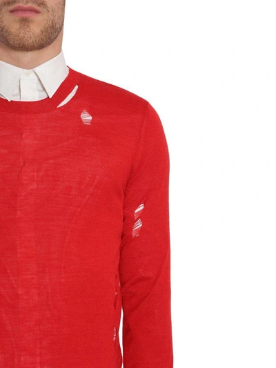 Shop Alexander Mcqueen Round Collar Sweater In Rosso