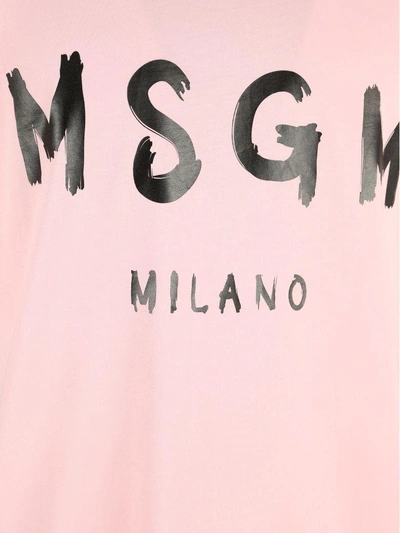 Shop Msgm Logo T-shirt In Pink