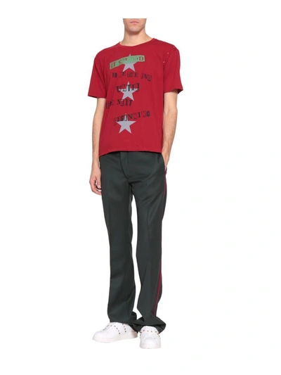 Shop Valentino Cotton Destroyed T-shirt In Rosso