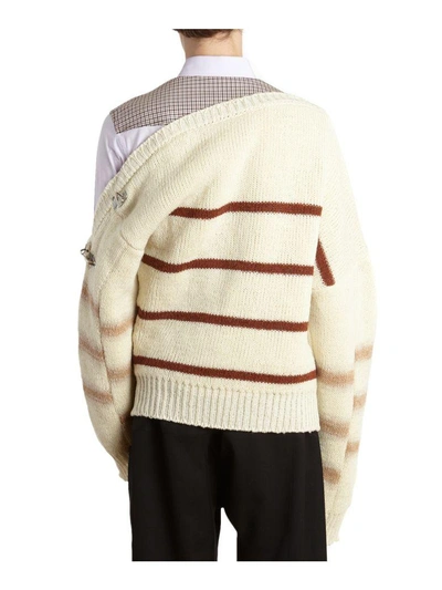 Shop Raf Simons Fireman Buckle Oversized Wool Sweater In Bianco