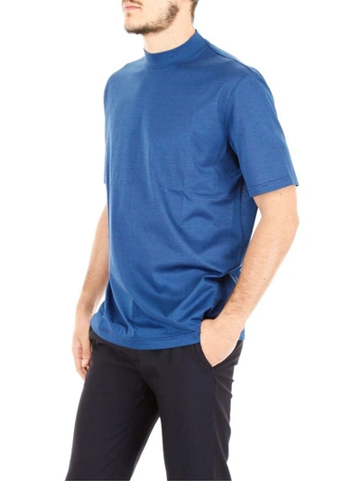 Shop Lanvin Striped Cotton T-shirt In Dark Blue/blue (blue)