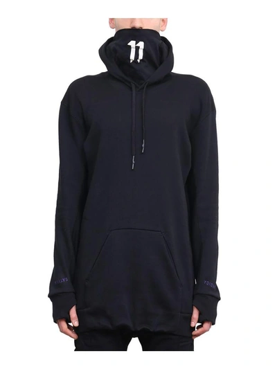 Shop 11 By Boris Bidjan Saberi Embroidered Cotton Hoodie In Nero