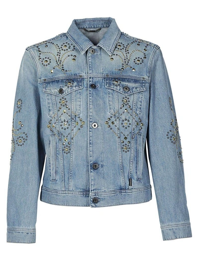 Shop Versace Denim Jacket In Light Blue